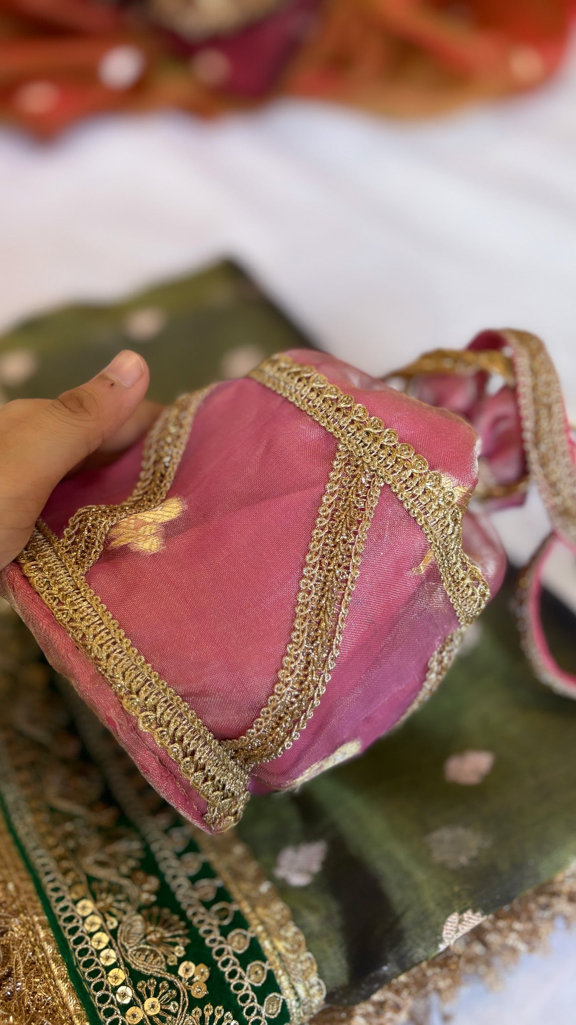 Sitara banarasi tissue silk potli bags