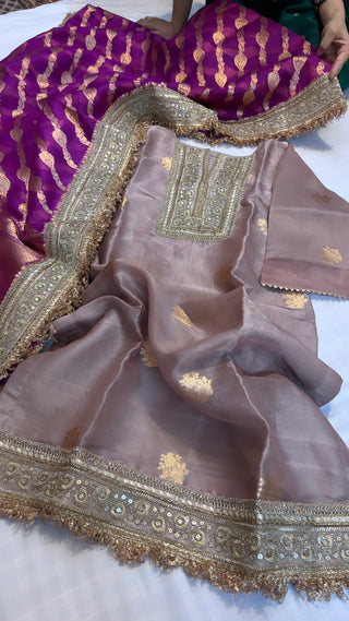 Rose gold-purple shade heeramandi suit set