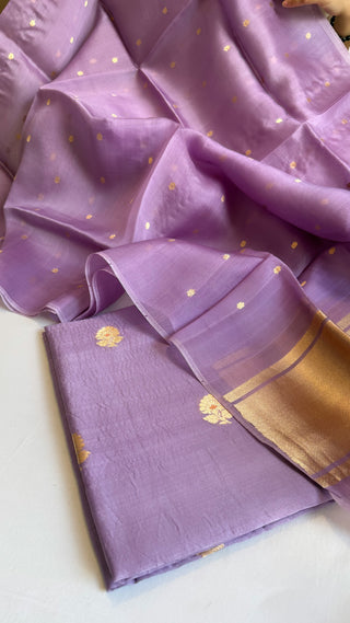Dusty lilac kora silk kadhwa buti suit set