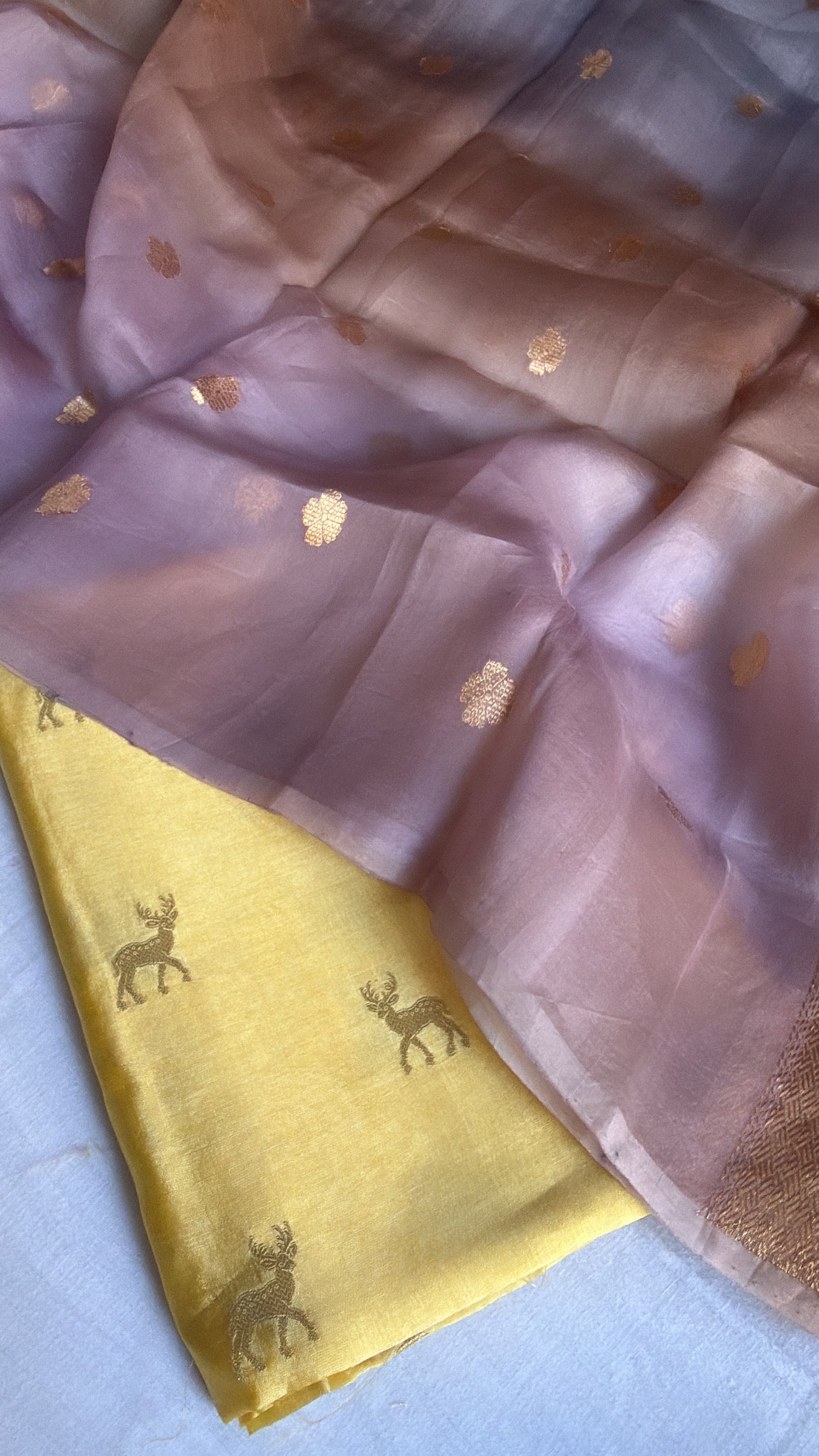 Vivah edit - Figure motif chiniya silk kurta paired with shaded Kora silk duppata set