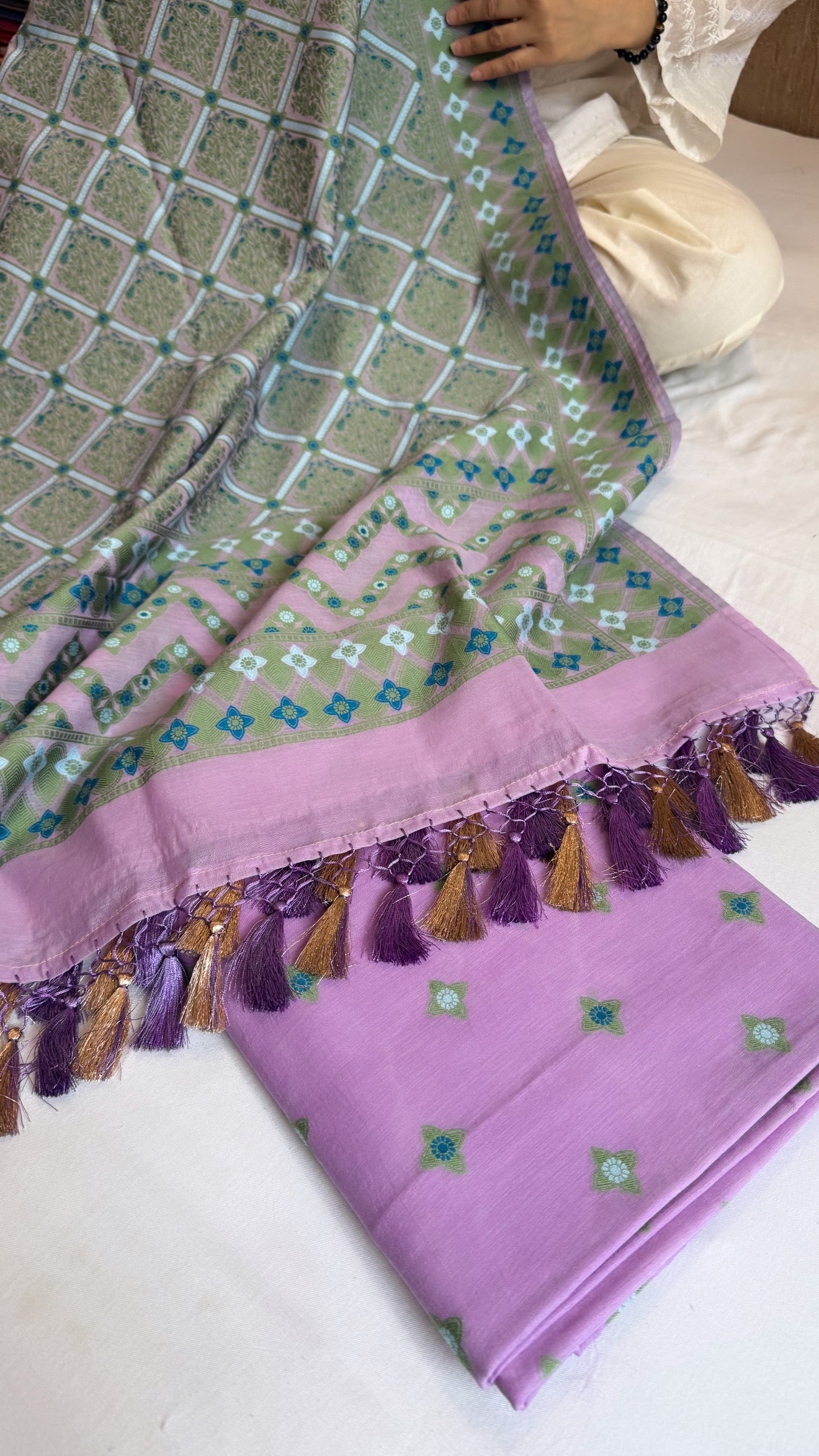 Banarasi cotton resham meenakari suit set