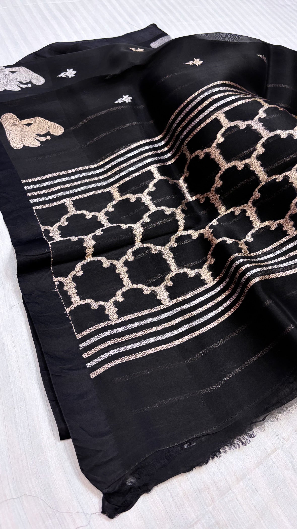 Leela kora silk black saree