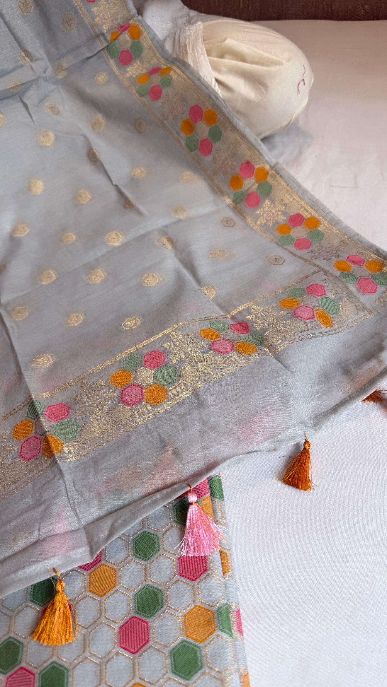 Banarasi cotton resham meenakari suit set