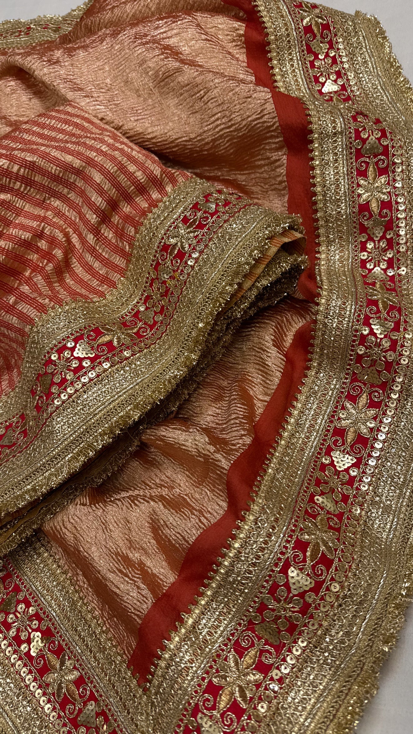 Moonga crushed tissue silk blood red saree