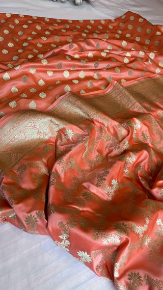 Soft peach banarasi mashru silk suit set