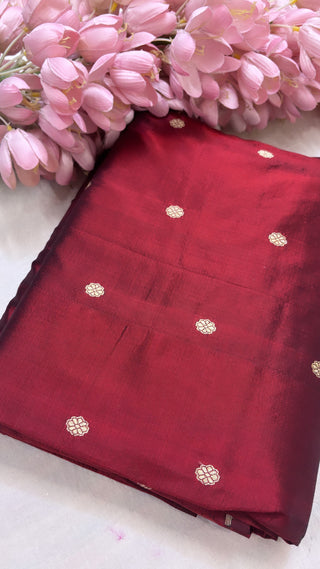 Maroon katan silk kadhwa fabric