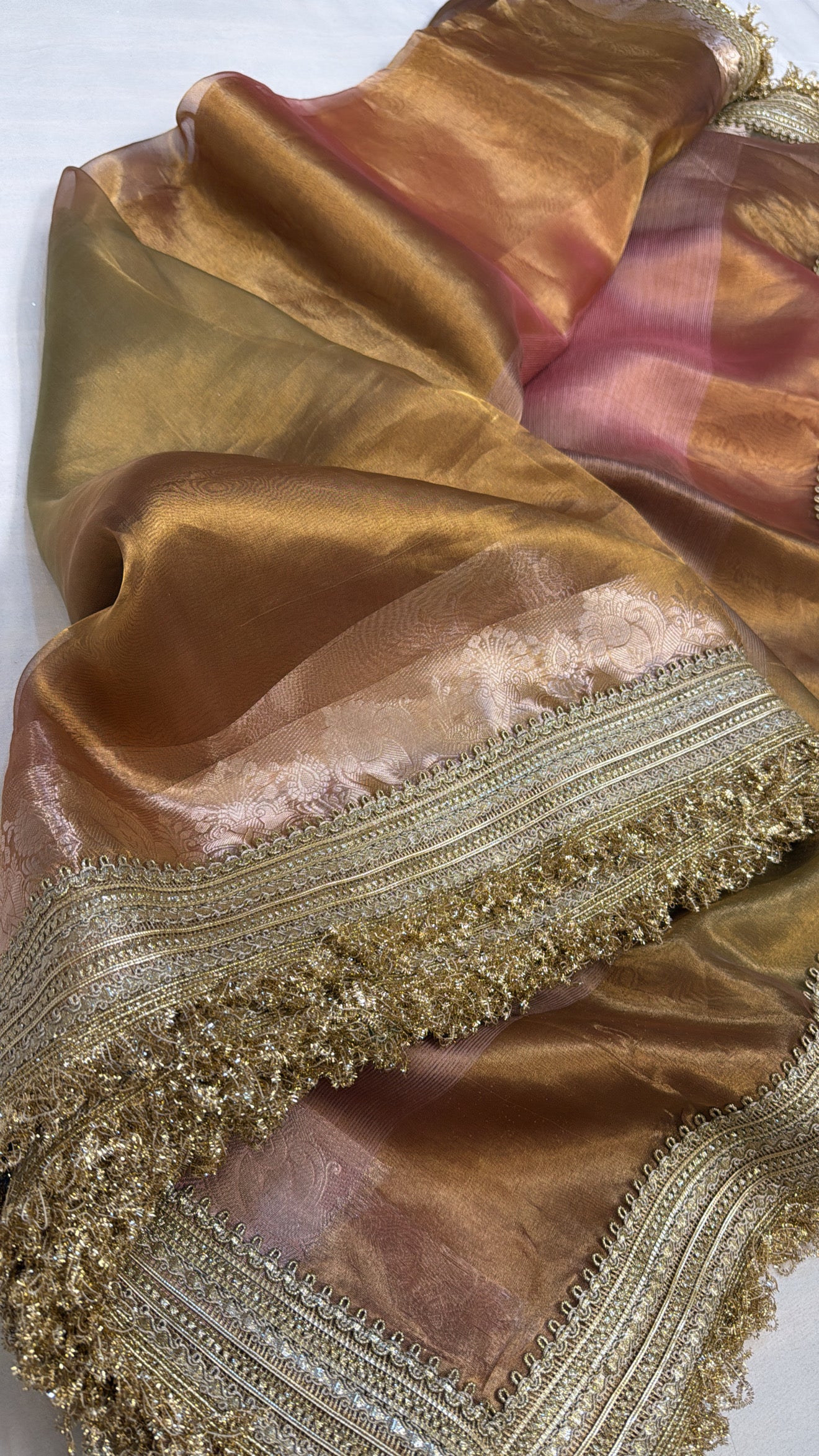 Maharani rang birangi shaded tissue silk ombre shaded saree