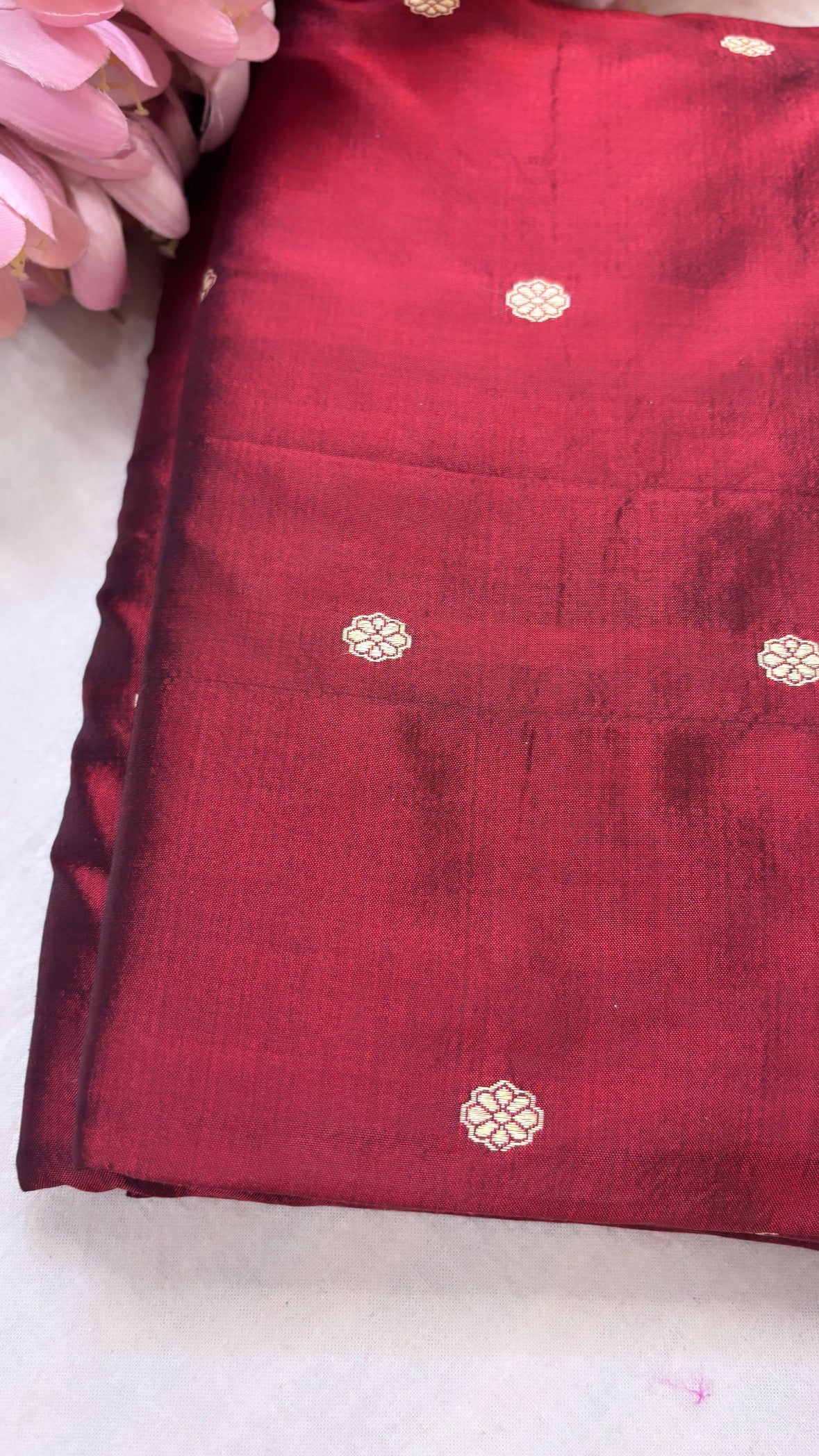 Maroon katan silk kadhwa fabric