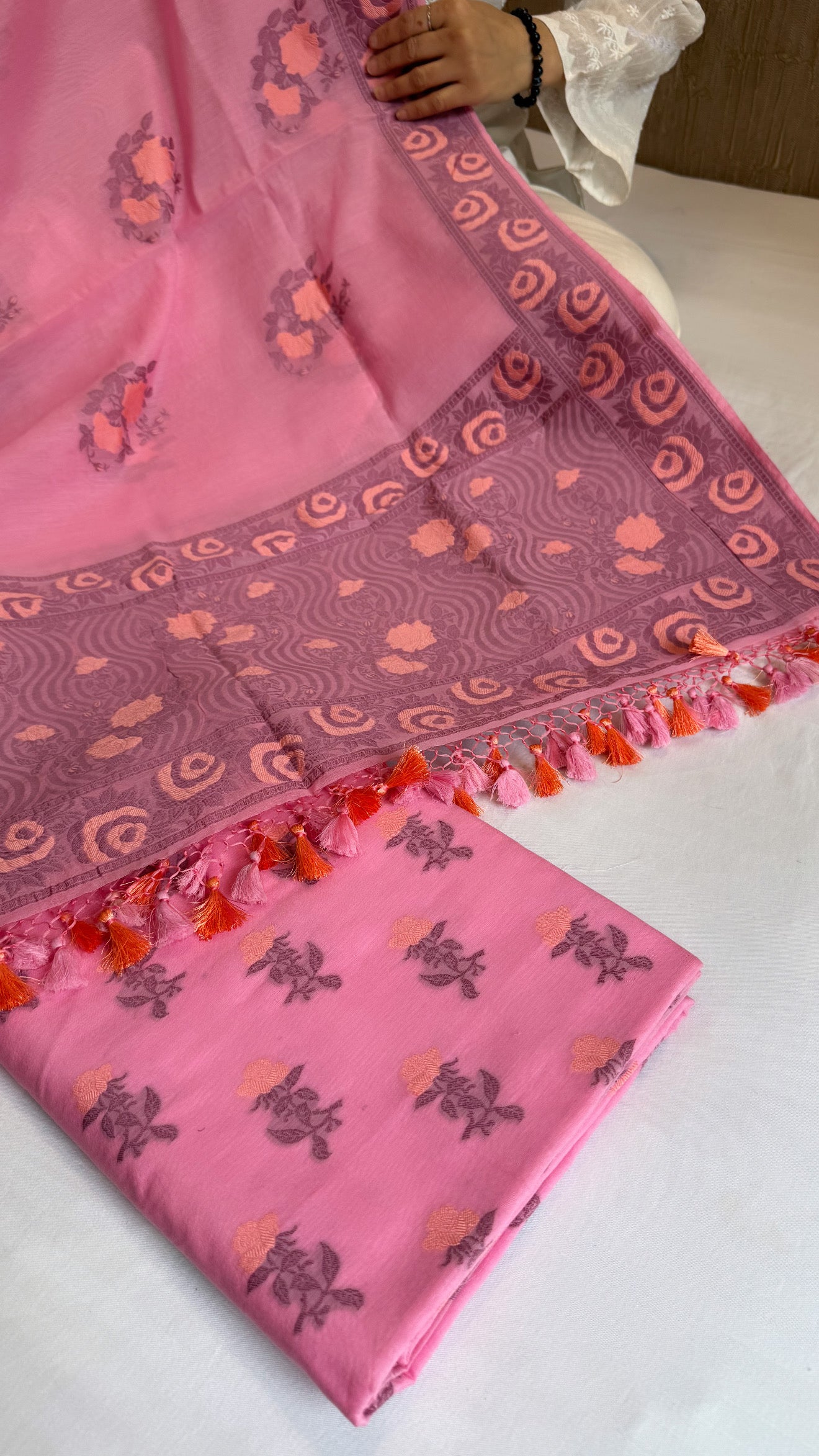 Banarasi cotton resham meenakari suit set