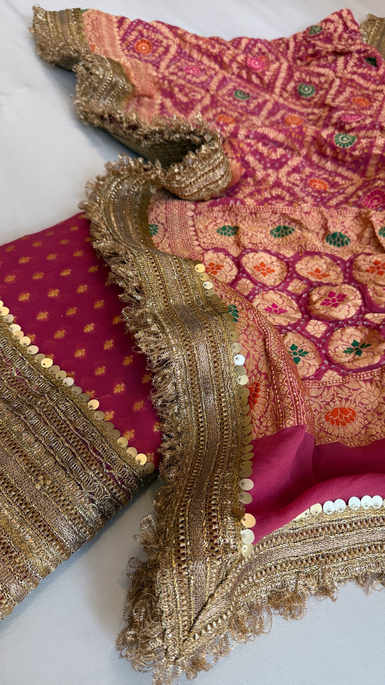 Kareena kapoor lotus pink gorgette bandhej gotapatti suit set