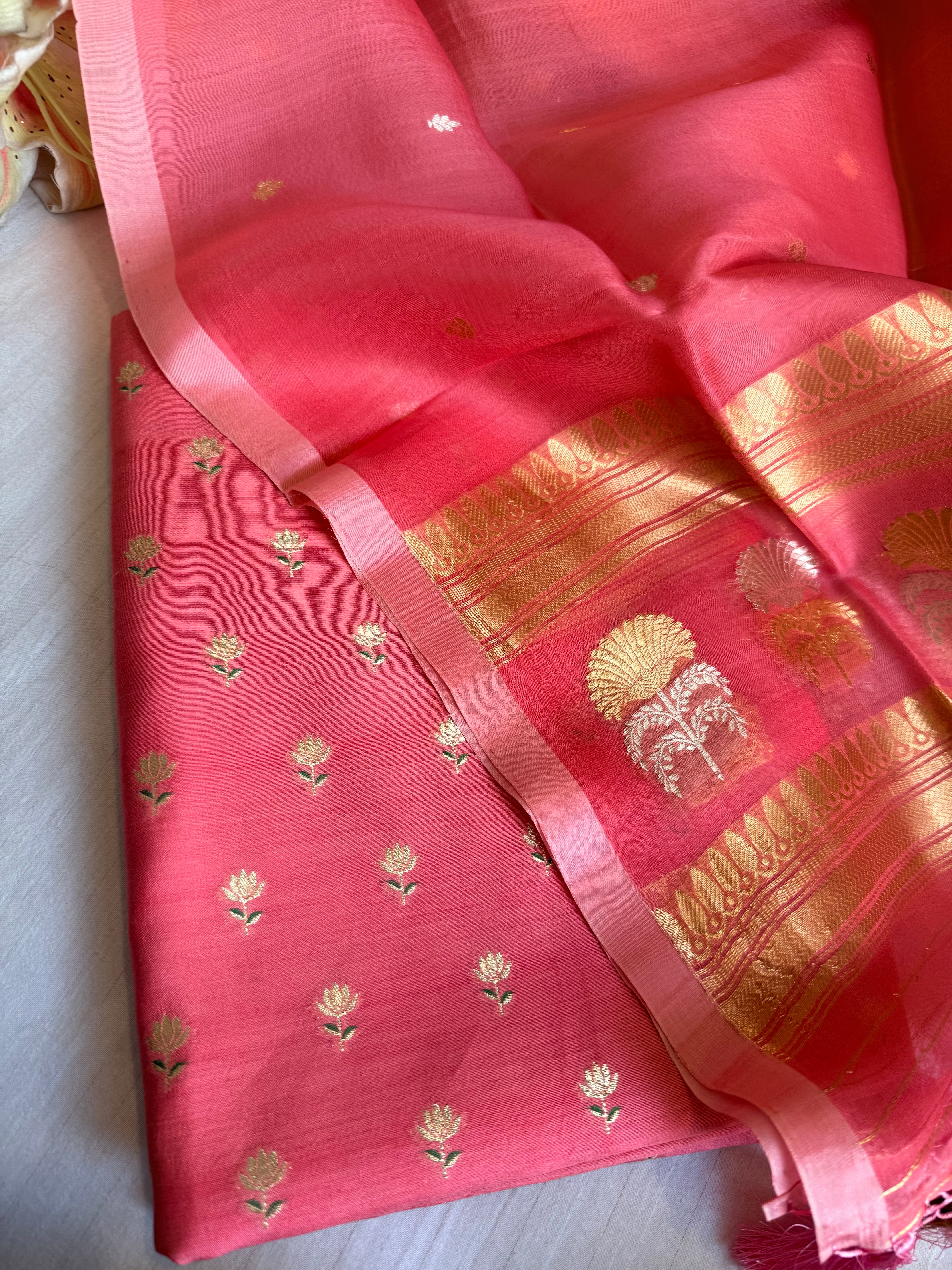 Summer suit sets - Spun chiniya silk kadhwa buti kora silk duppata suit sets
