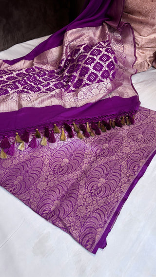 Royal purple moonga brocade silk suit set