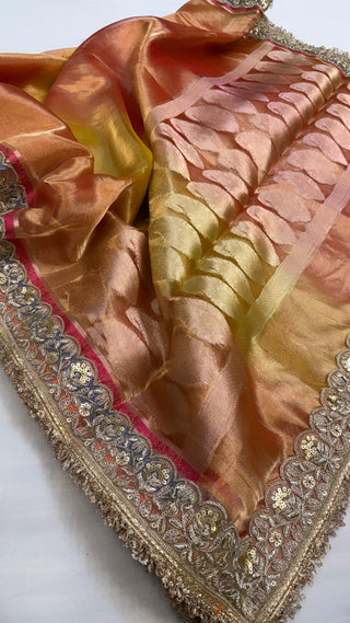 Maharani rang-birangi multicolour shaded tissue silk saree