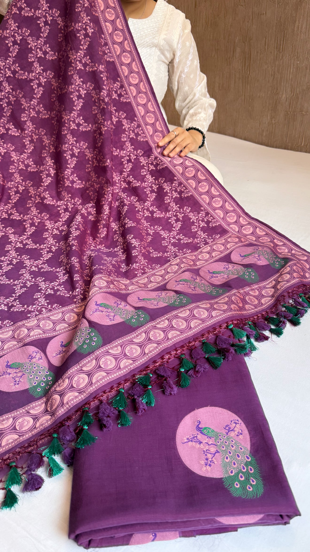 Banarasi cotton resham meenakari suit set