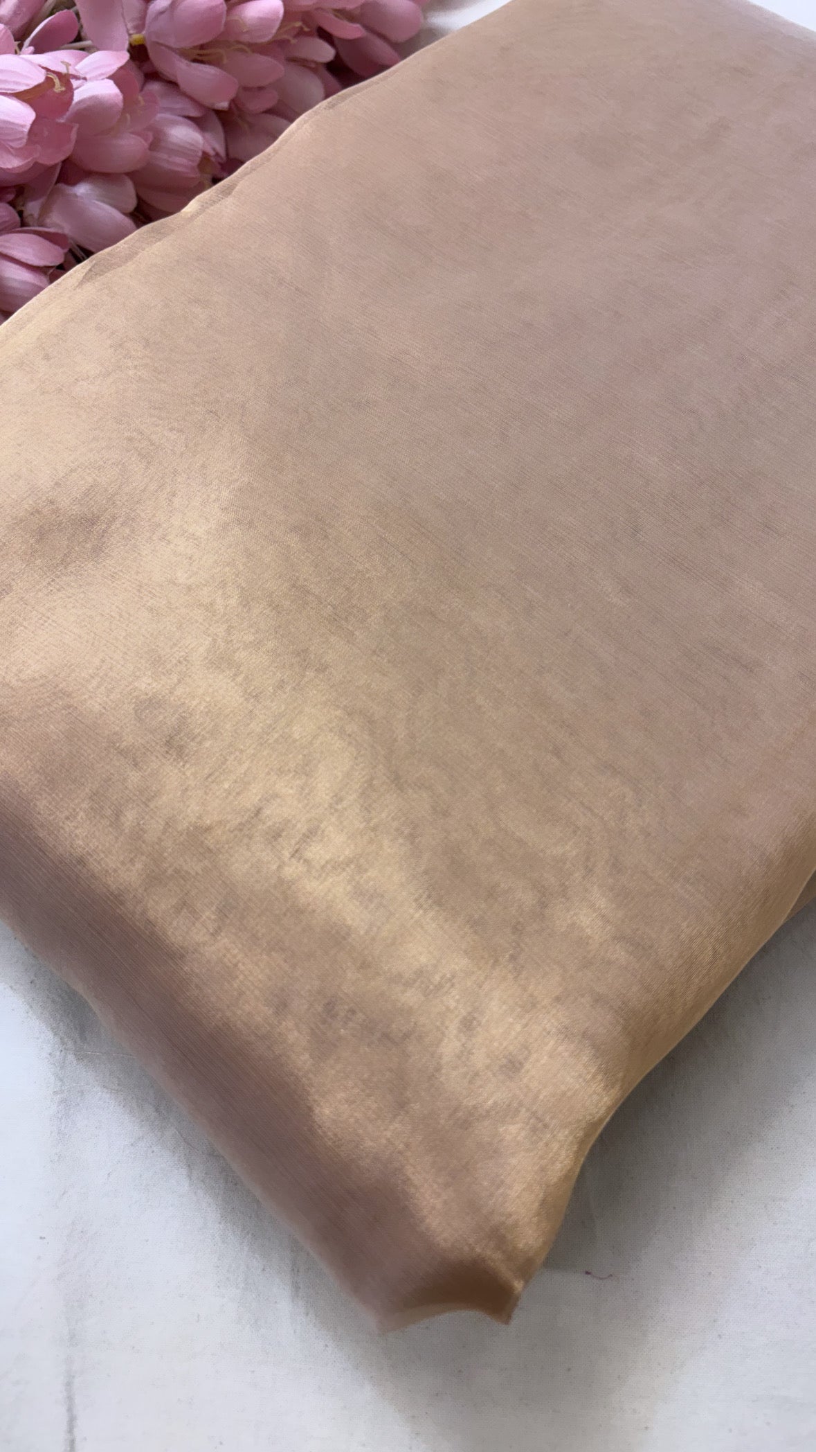 Tissue silk plain golden dyeable fabric