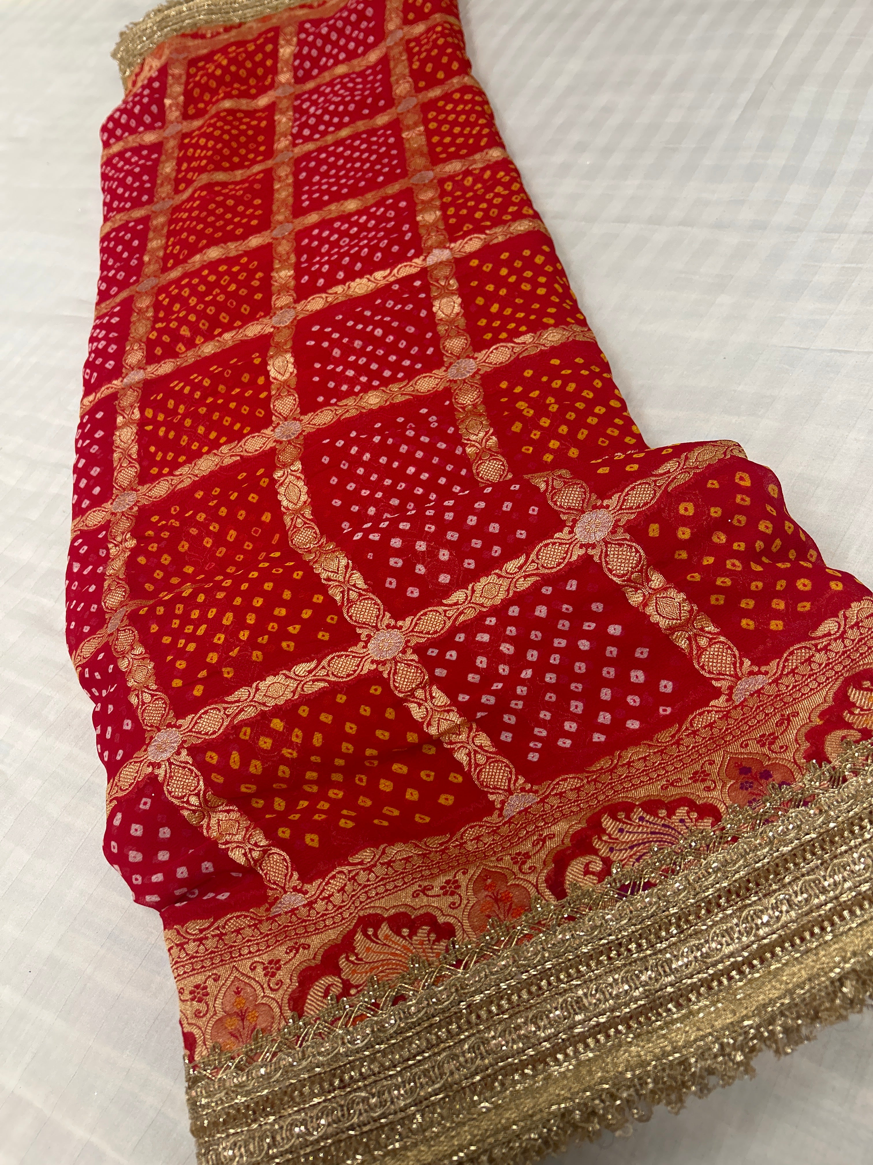 Rai bandhej chokdi design saree