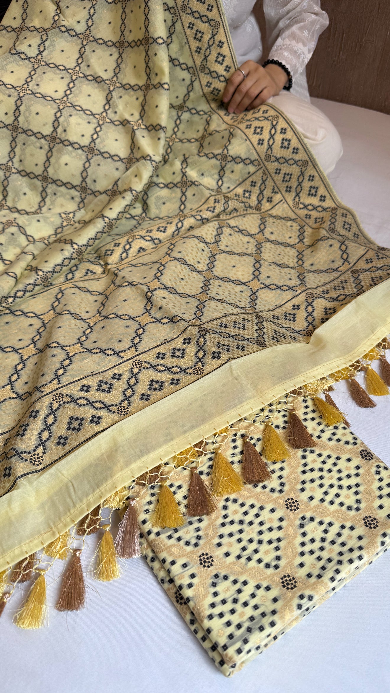 Banarasi cotton resham meenakari suit set