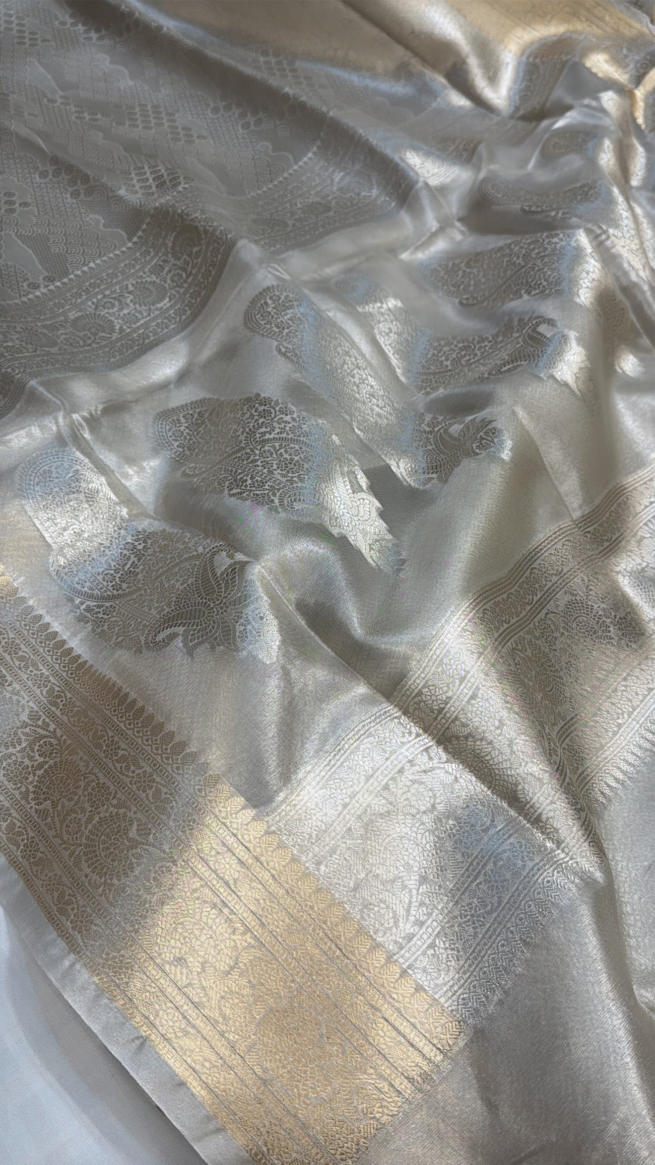 Liquid gold water zari tissue brocade kadhwa saree