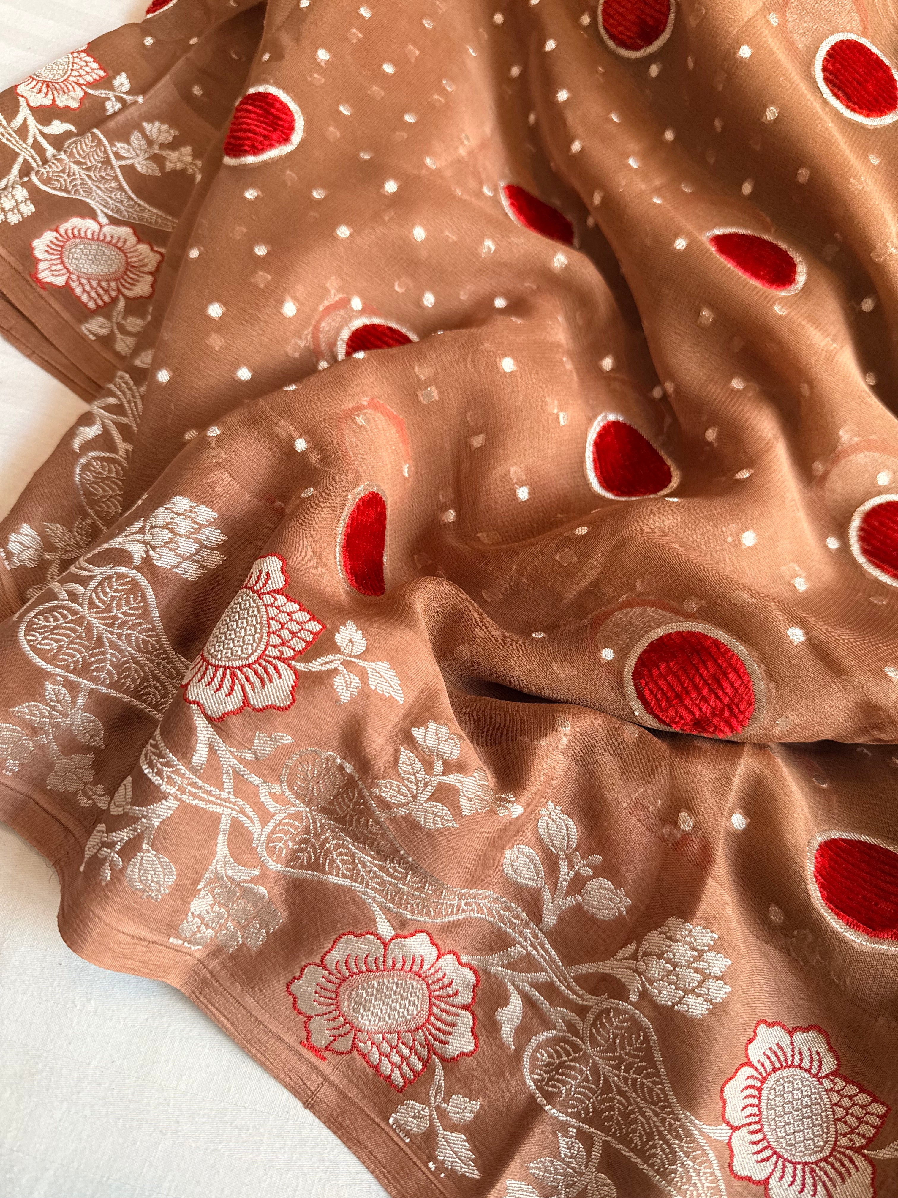 Fusion edit - Banarasi gorgette velvet meenakari kadhwa saree