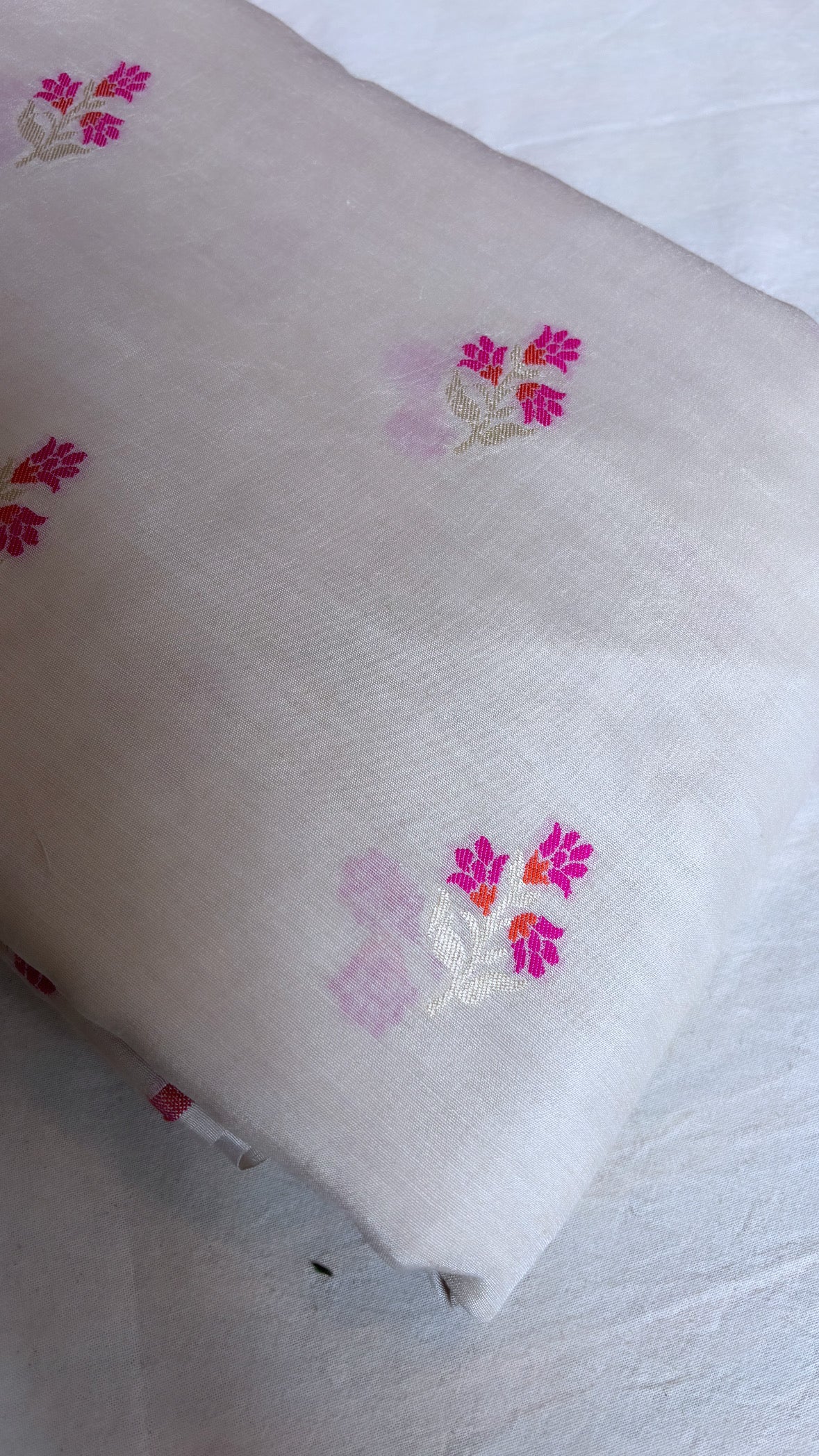 Moonga silk dyeable meenedar fabric