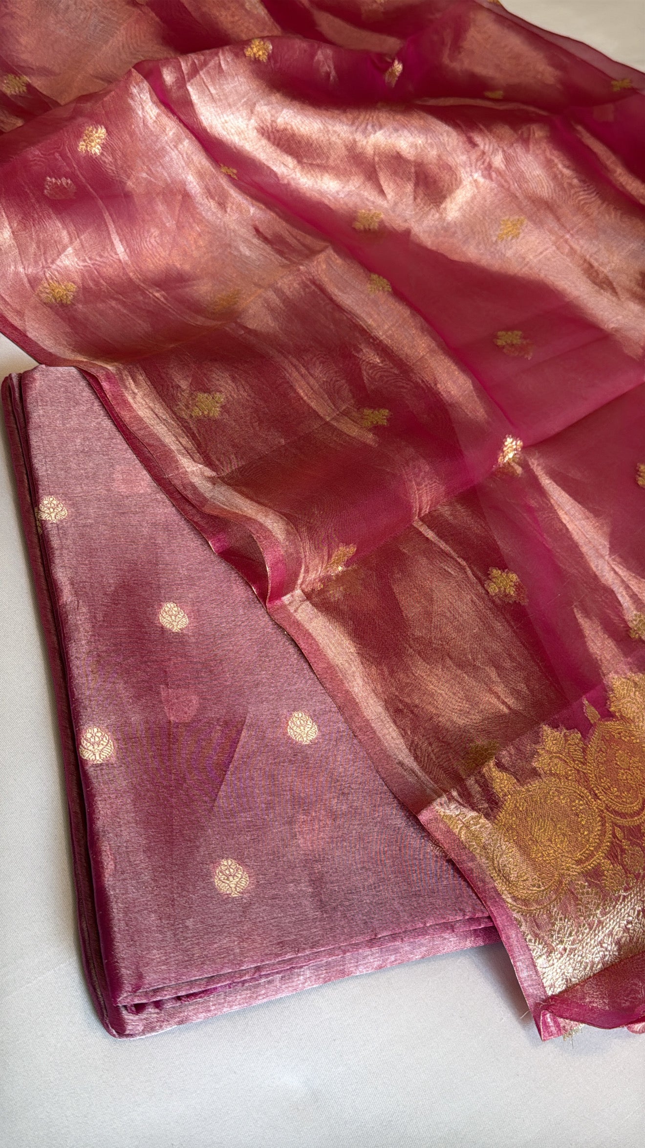 Vivah edit - Cranberry pink tissue silk kadhwa buti suit sets