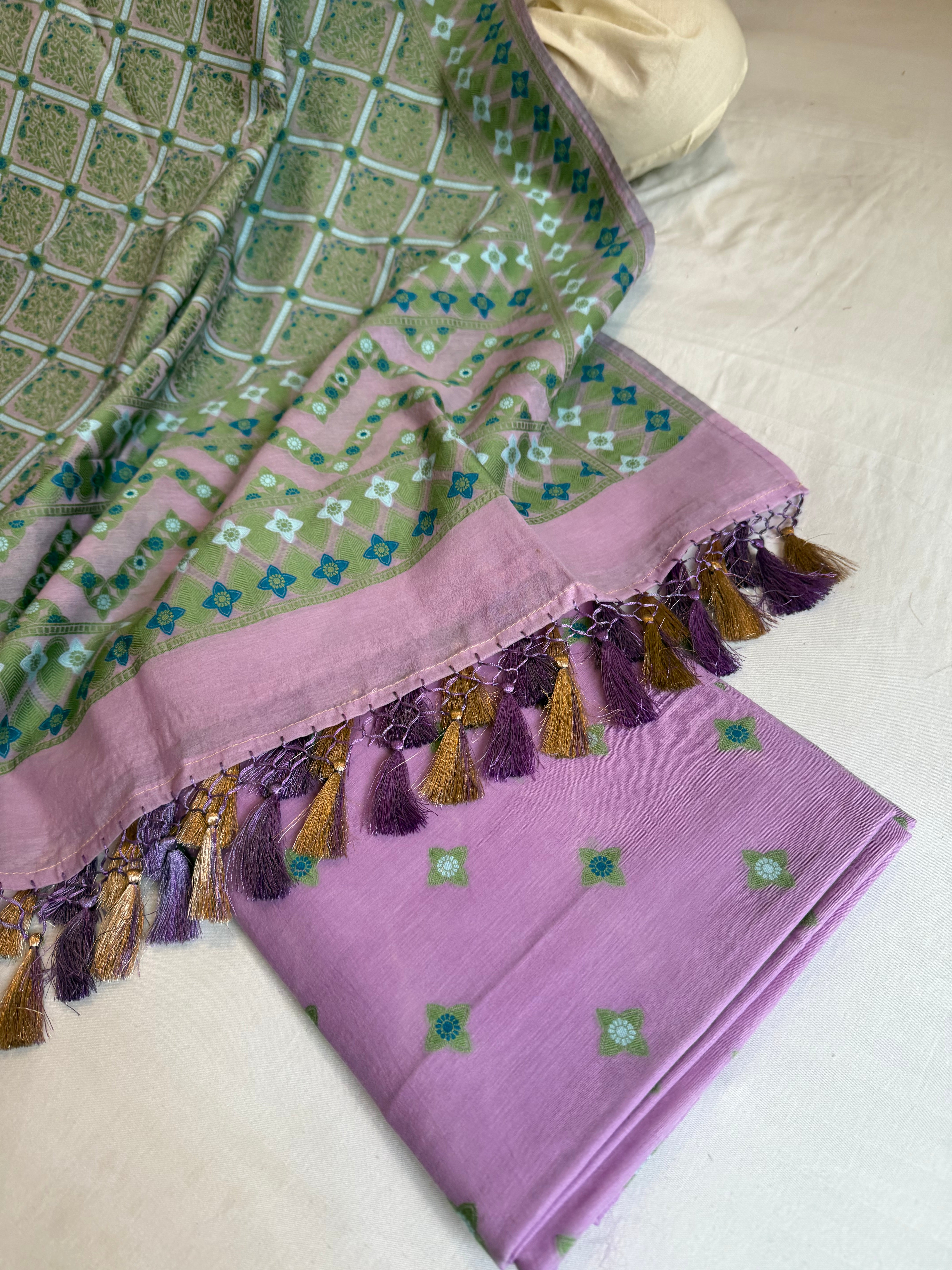 Banarasi cotton resham meenakari suit set