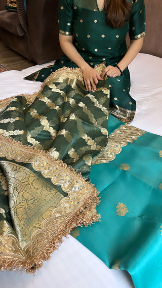 Sea green-bottle green heeramandi suit sets