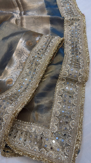 Maharani pastel blue tissue silk saree