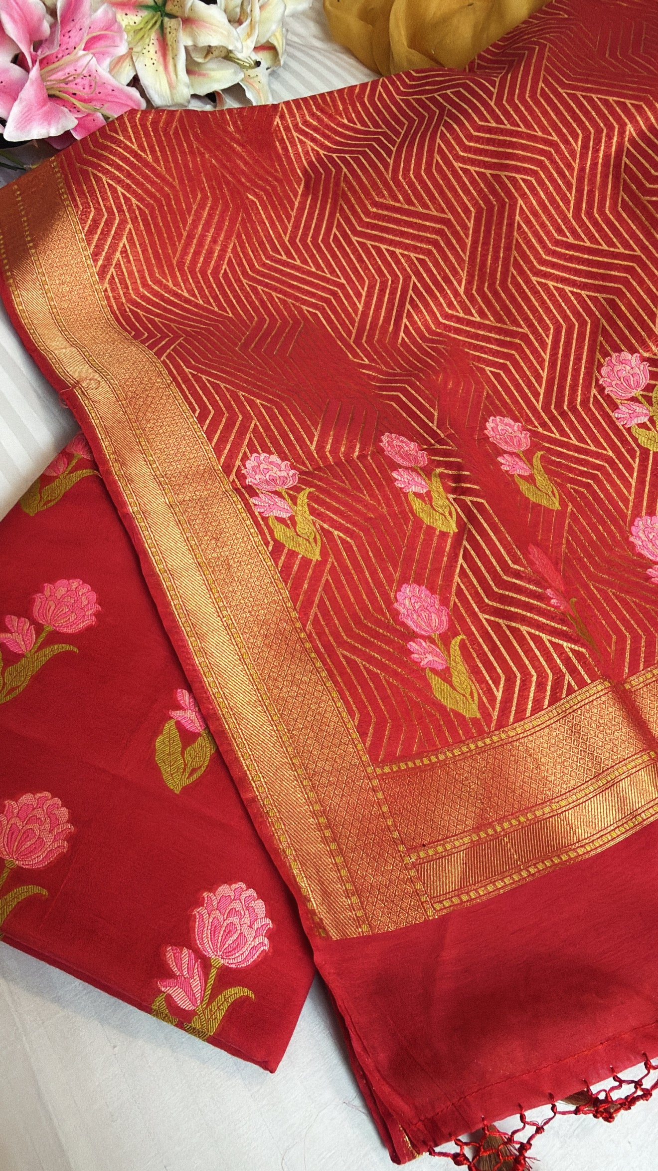 Banarasi cotton silk meenakari kadhwa suit set
