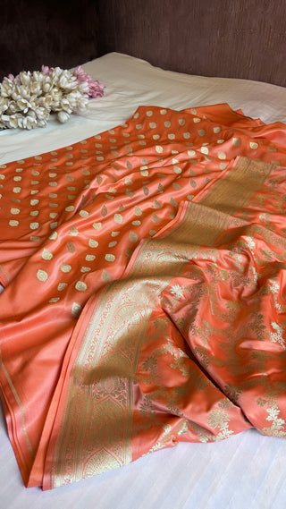 Soft peach banarasi mashru silk suit set