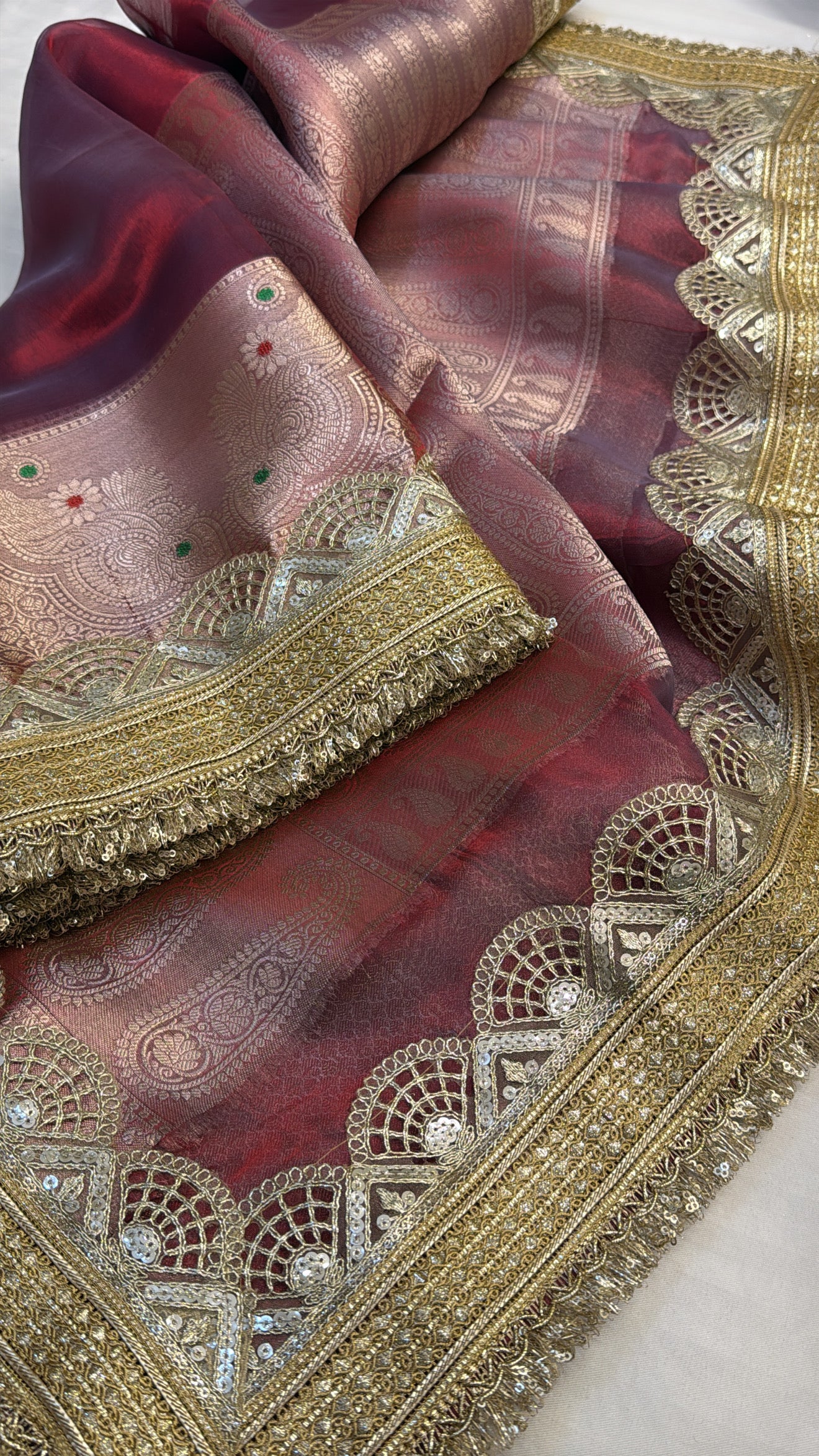 Maharani rang-birangi multicoloured shaded tissue silk kadhwa saree
