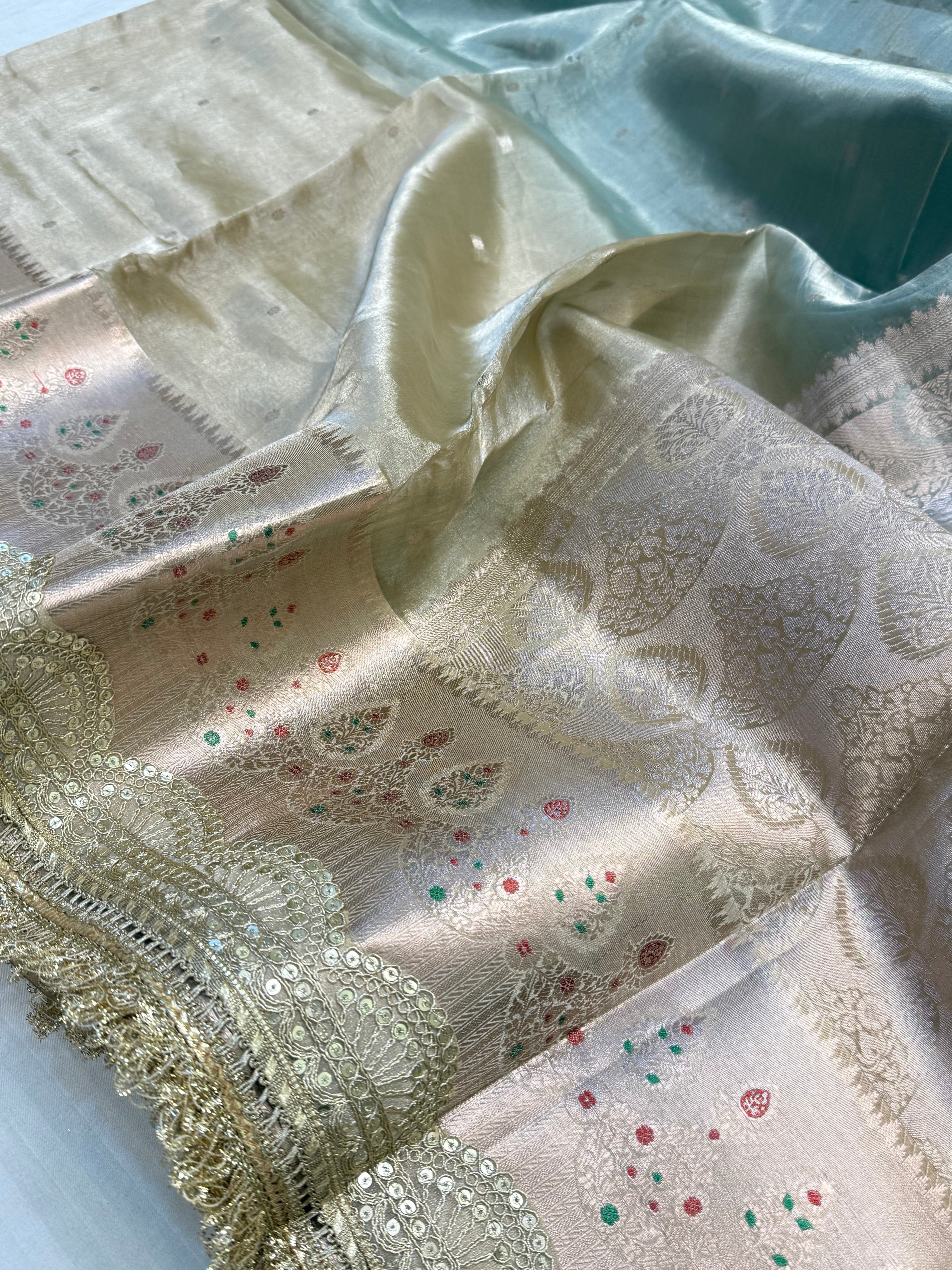 Maharani rang birangi tissue silk shaded kadhwa multicoloured saree