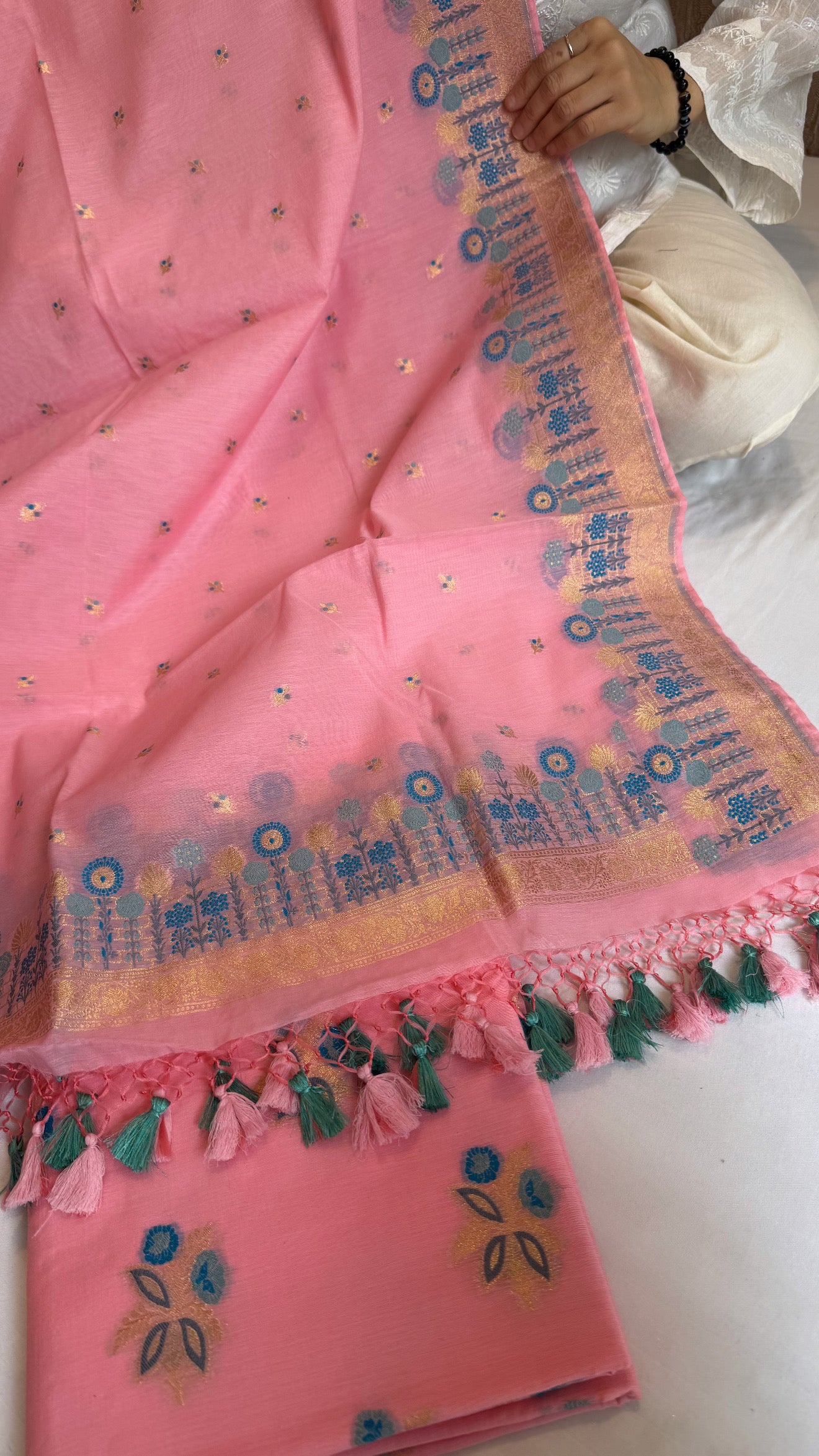 Banarasi cotton resham meenakari kadhwa suit set