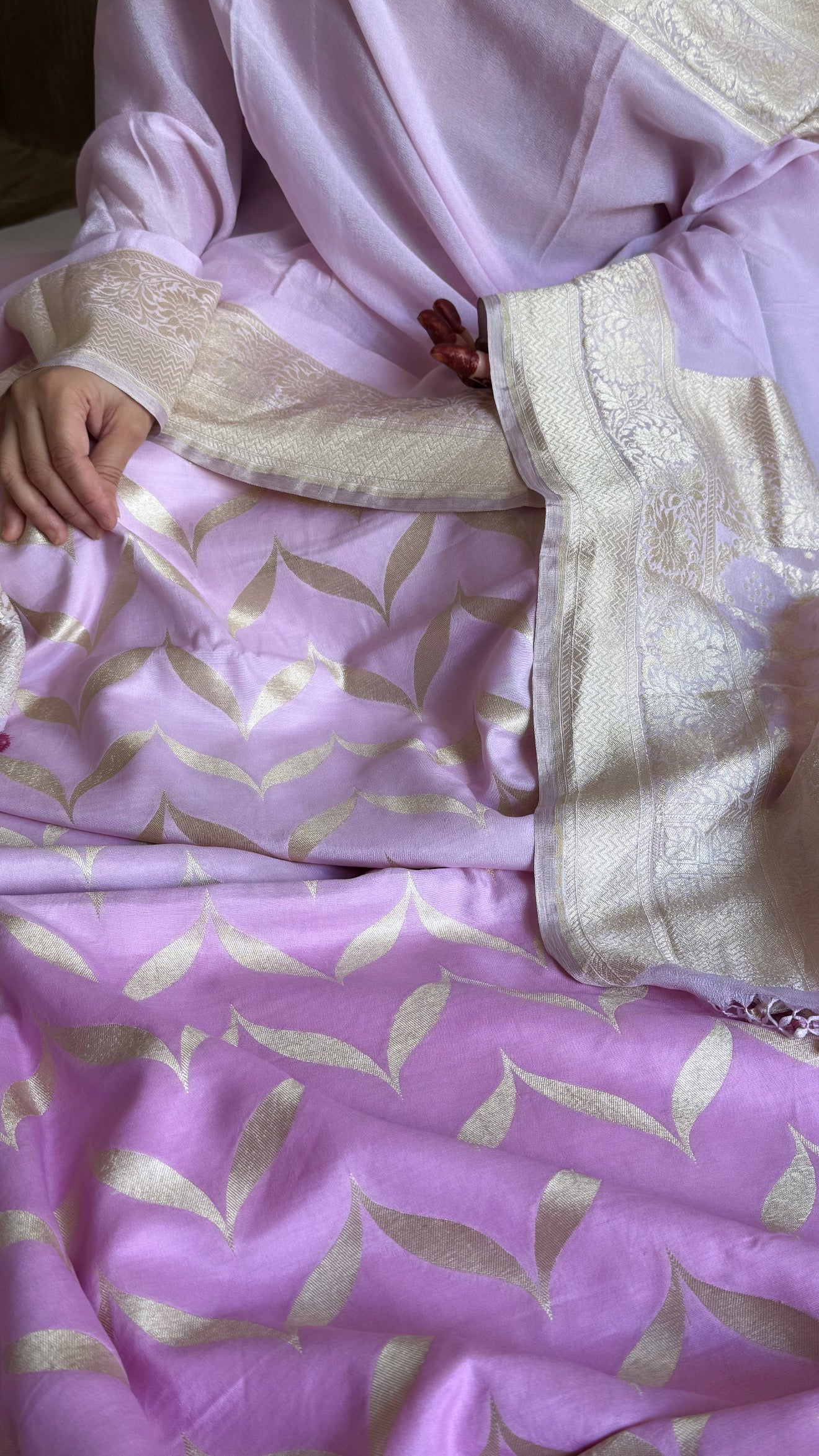 Blush pink chiniya silk ombre shaded kurta paired with chiffon gorgette duppata set