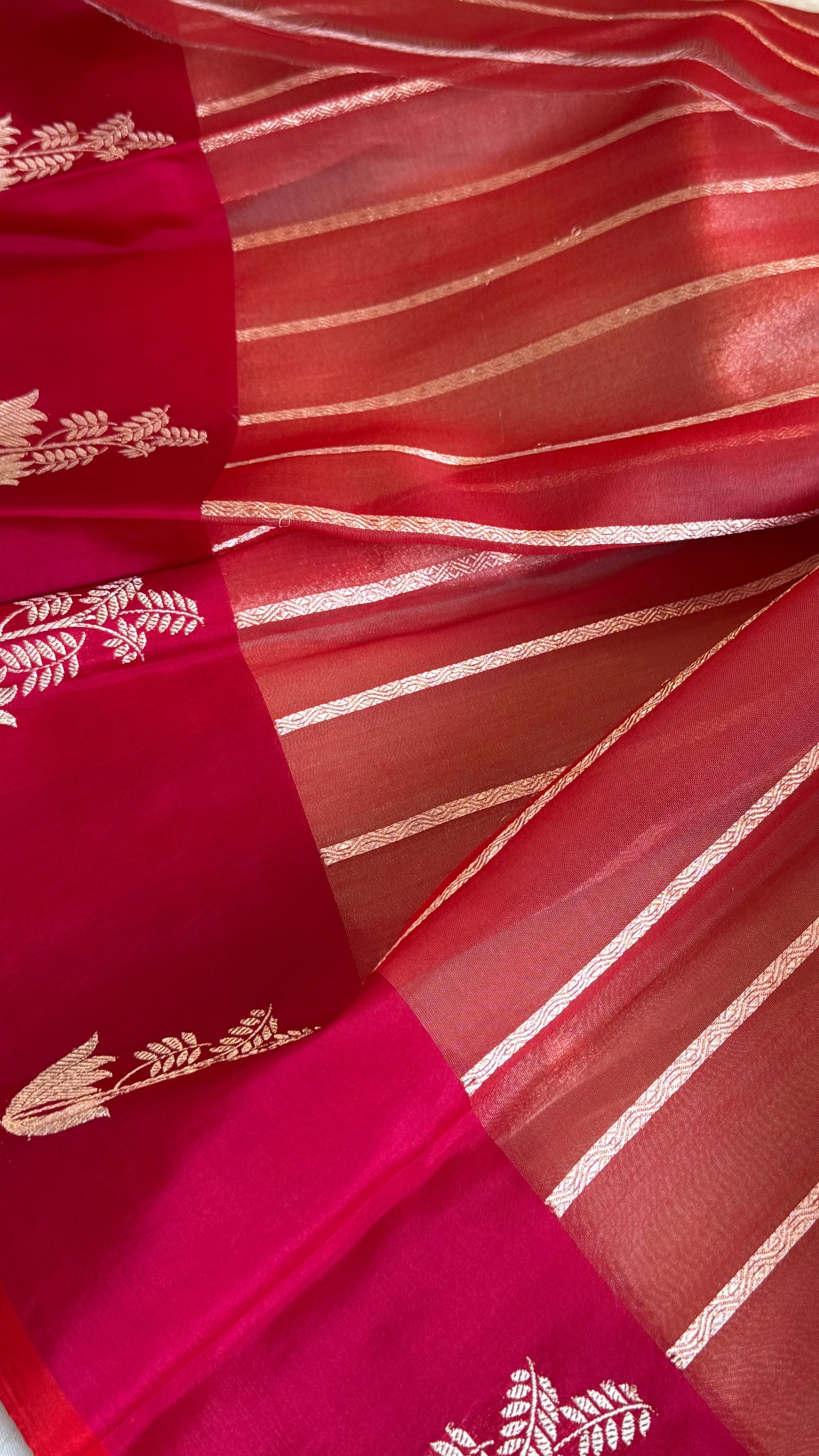 Katan tissue silver zari kadhwa buti saree with contrast border and blouse piece