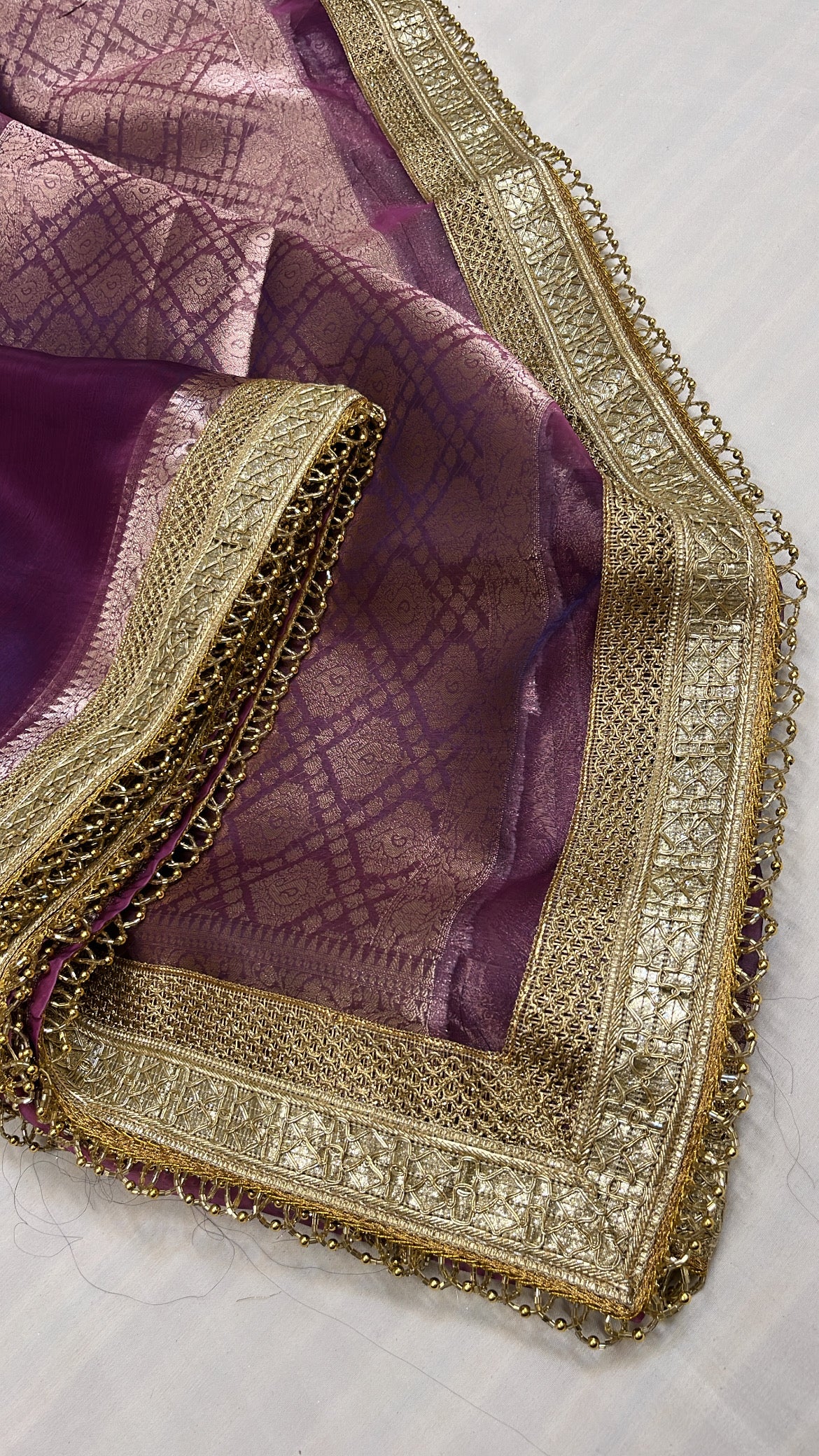 Maharani metallic purple tissue silk saree