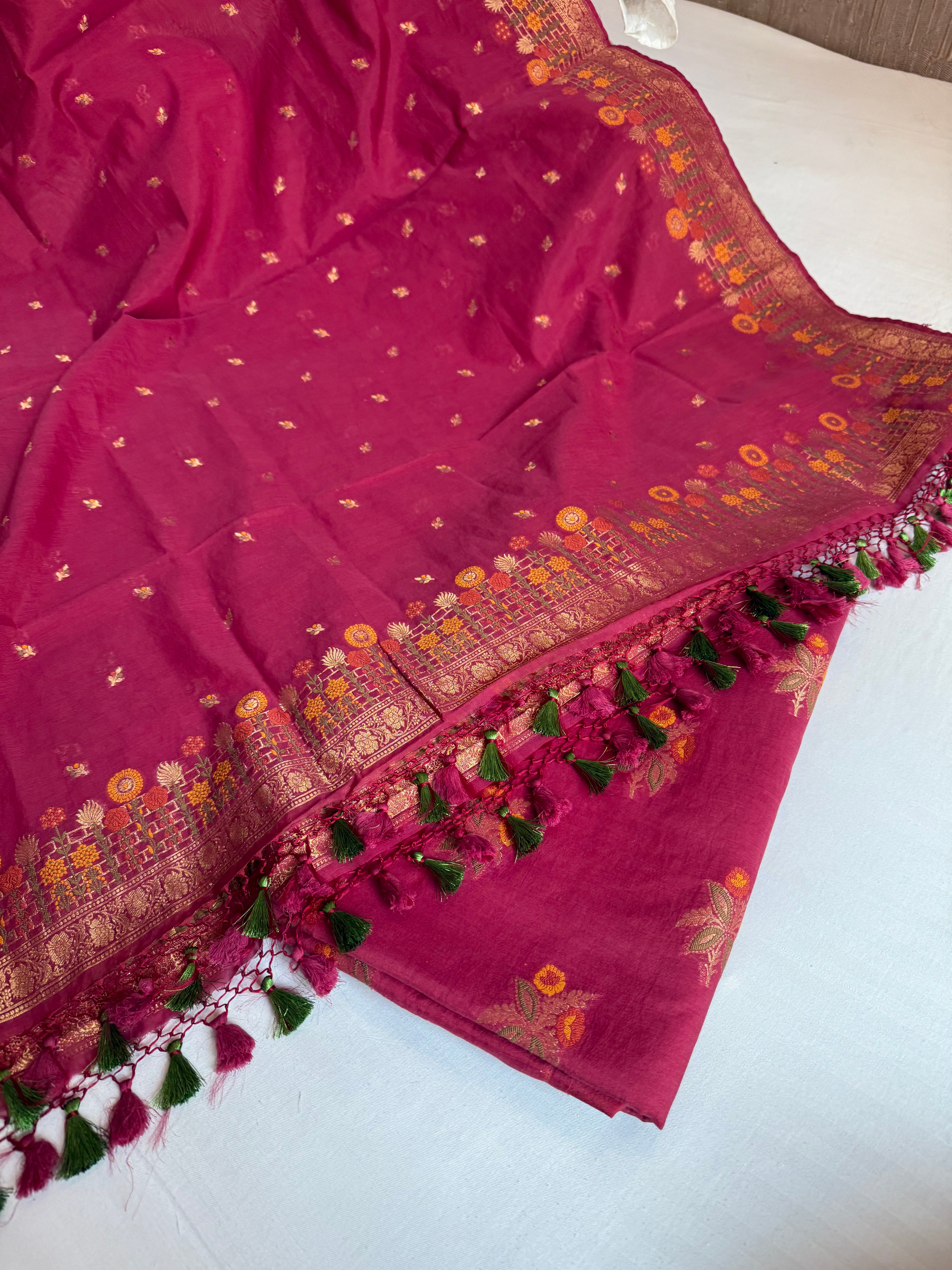 Banarasi cotton resham meenakari suit set