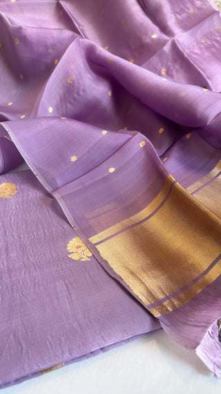 Dusty lilac kora silk kadhwa buti suit set
