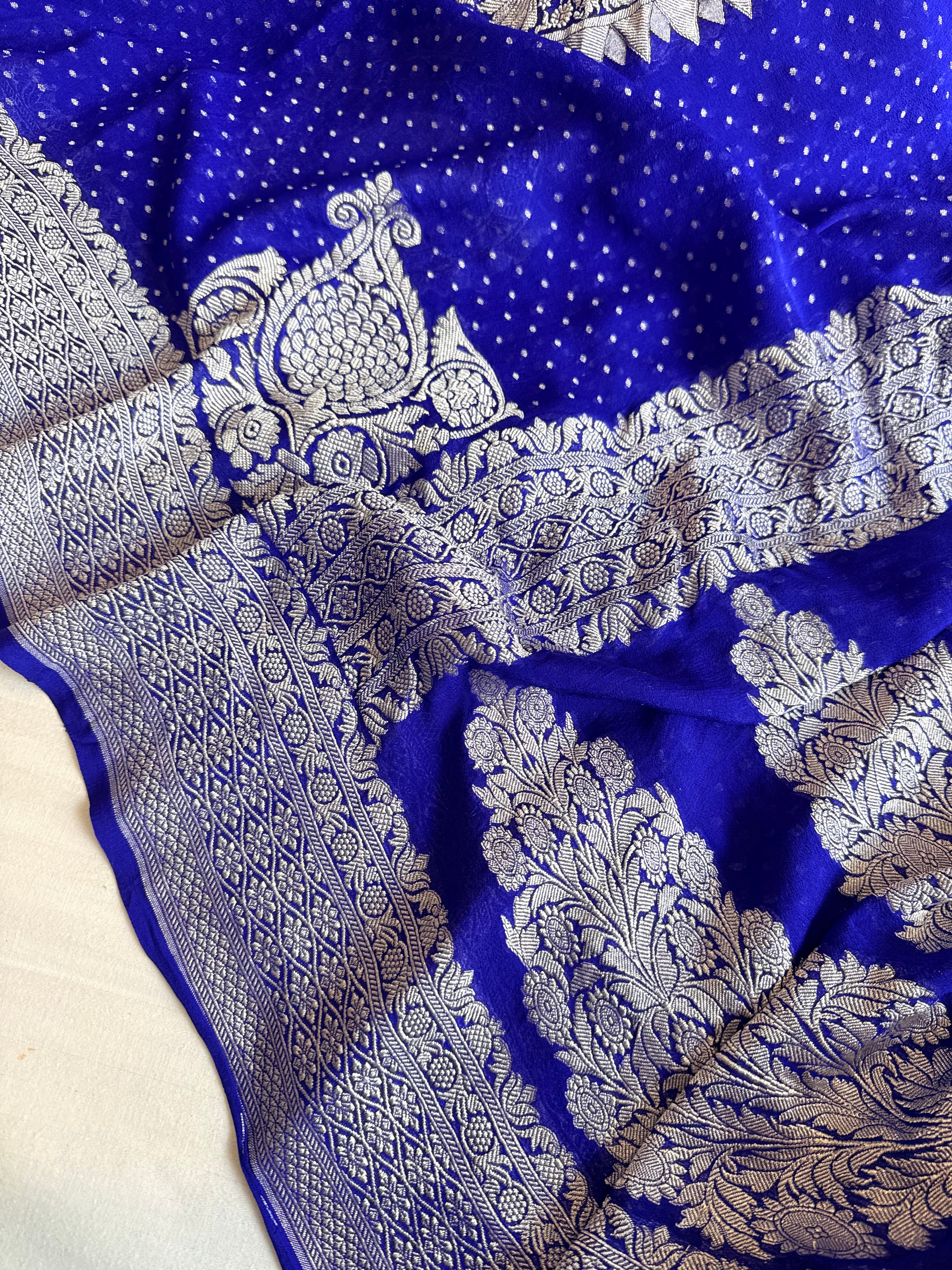 Fusion edit - Banarasi gorgette velvet meenakari kadhwa saree