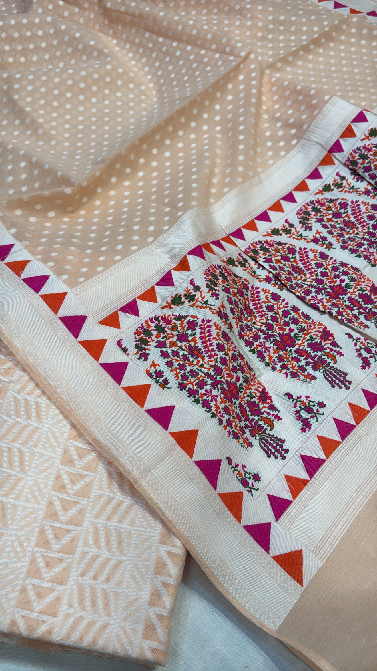 Banarasi cotton resham meenakari kadhwa suit sets