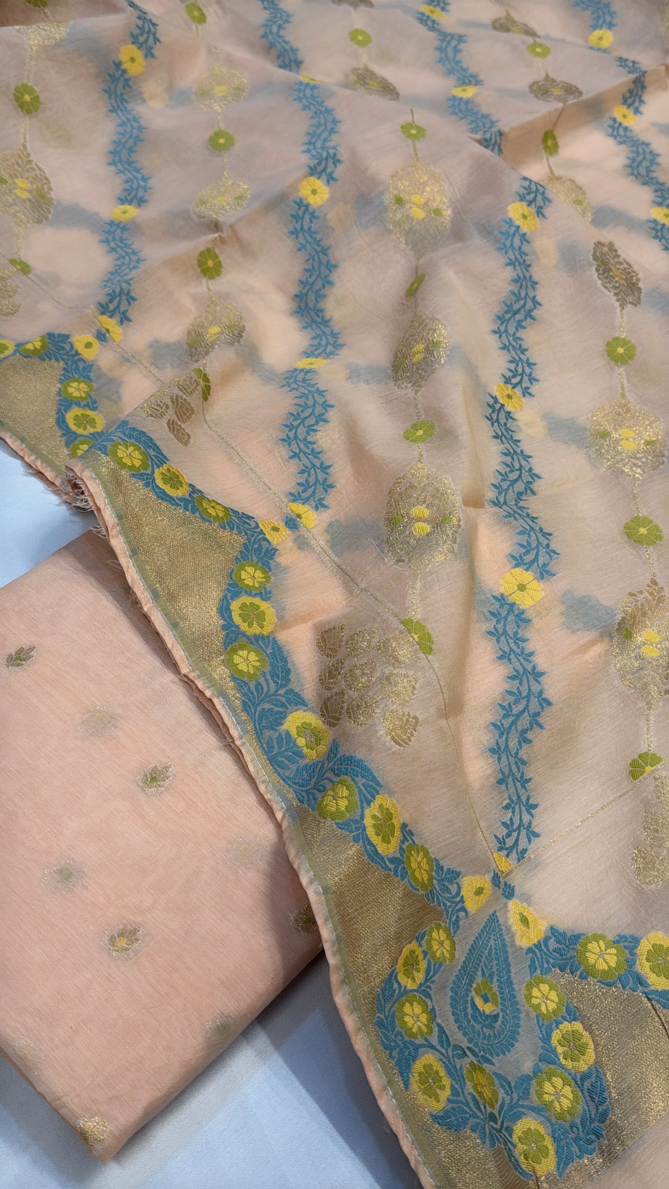 Banarasi cotton resham meenakari kadhwa suit sets