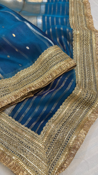 Maharani marine blue tissue silk sarees