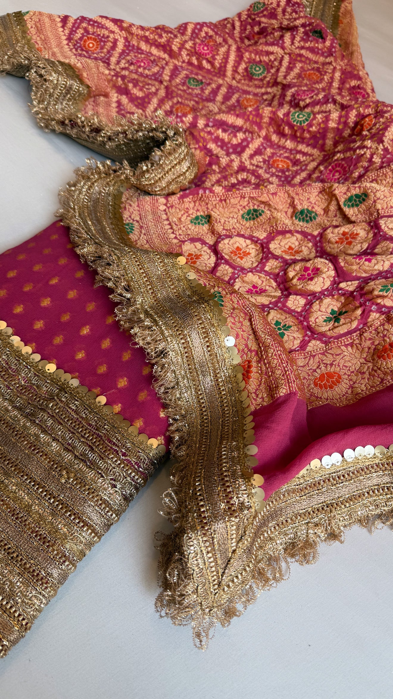 Kareena kapoor lotus pink gorgette bandhej gotapatti suit set