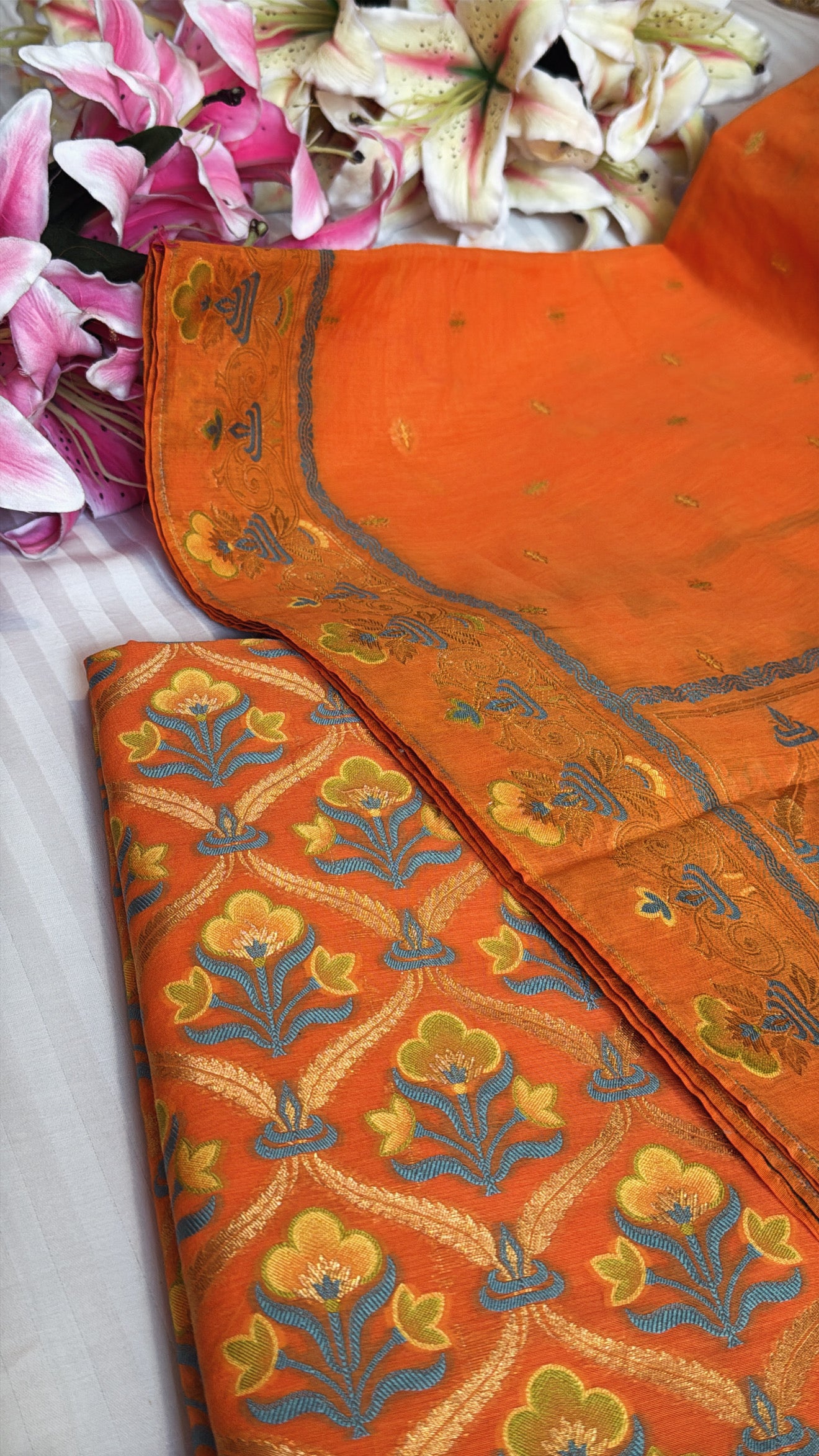 Banarasi cotton silk kadhwa meenakari suit set