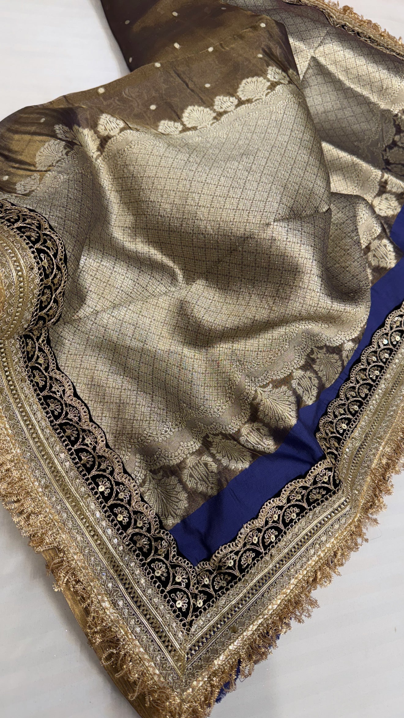 Maharani persian blue tissue silk kadhwa saree
