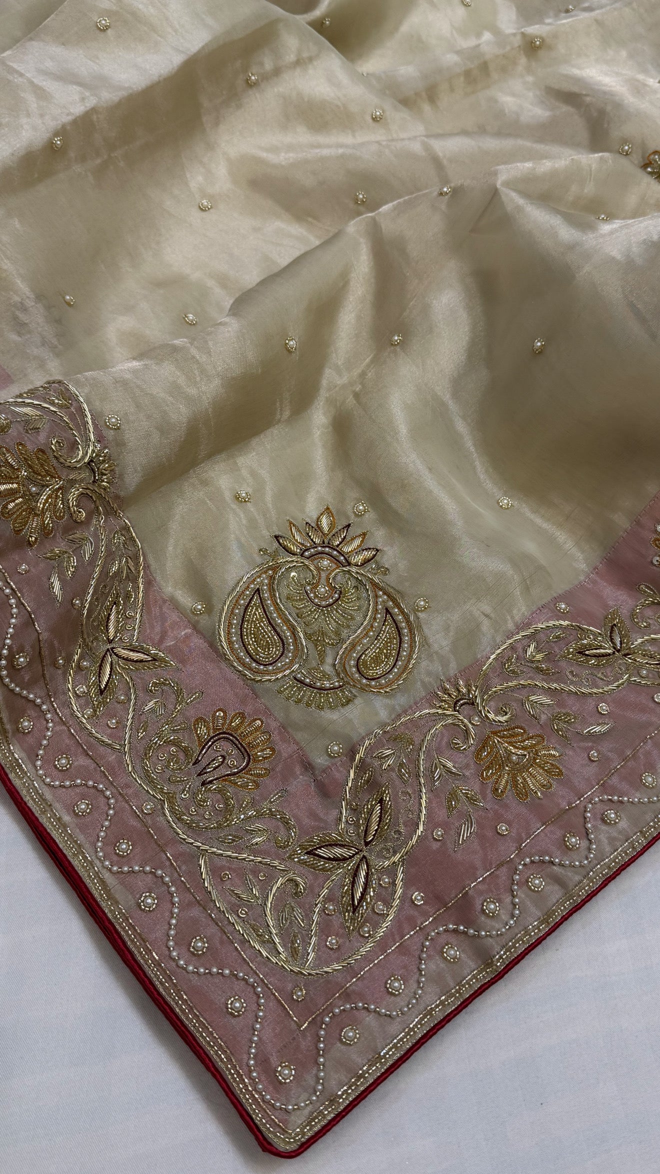 Heere aur moti edit- Ivory pearl work hand embroidered sarees