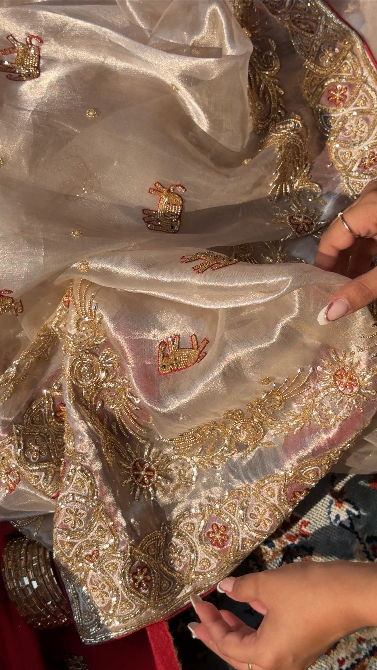 Chamkeeli edit diamond tissue silk hand embroidered kadhwa saree