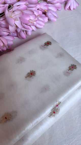 Kora silk dyeable meenedar kadhwa buti fabric