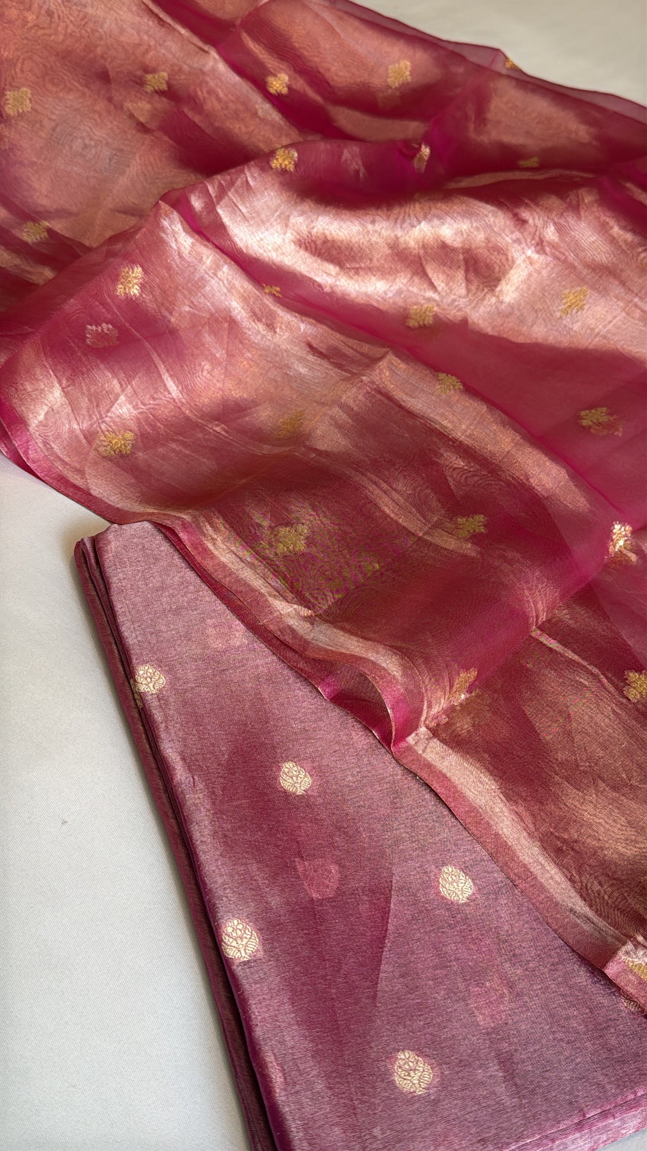 Vivah edit - Cranberry pink tissue silk kadhwa buti suit sets