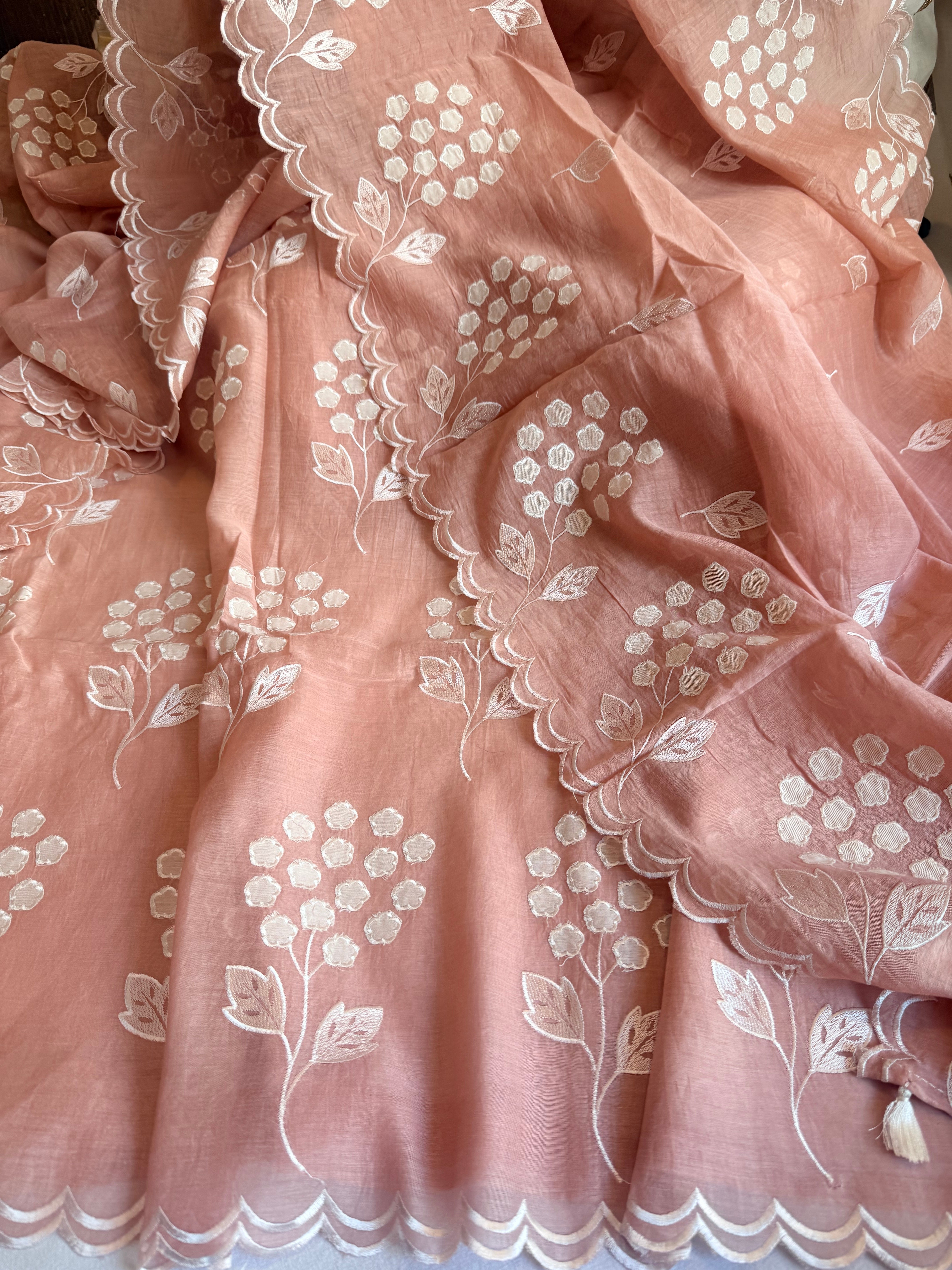 Alia bhatt inspired banarasi mulmul appliqué work suit set